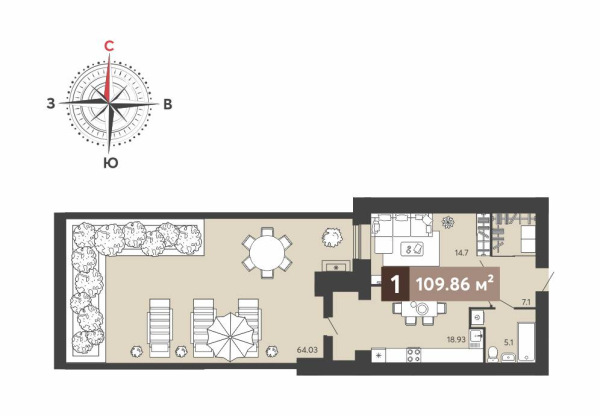 Однокомнатная